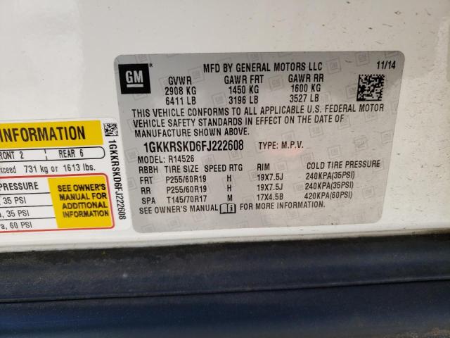 1GKKRSKD6FJ222608 GMC Acadia Slt-2