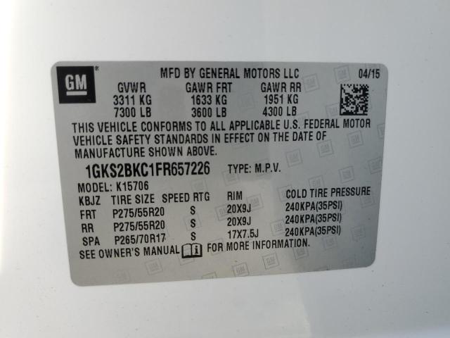1GKS2BKC1FR657226 GMC YUKON SLT