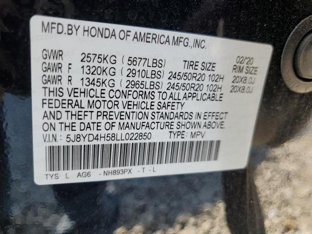 5J8YD4H58LL022850 Acura Mdx Technology