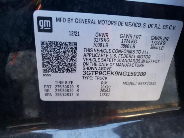 3GTP9CEK9NG159389 GMC Sierra Limited K1500 Elevation