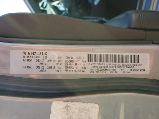 1C4RDJDGXKC559789 Dodge DURANGO GT