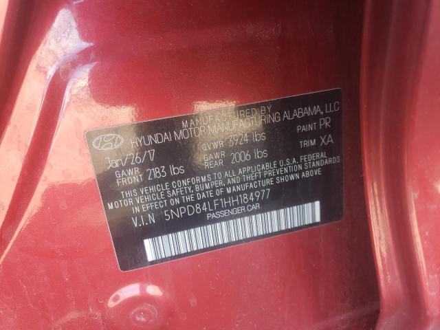 5NPD84LF1HH184977 Hyundai ELANTRA SE