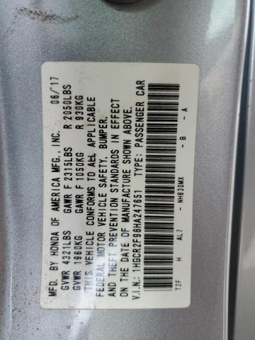 1HGCR2F98HA247651 Honda ACCORD EXL