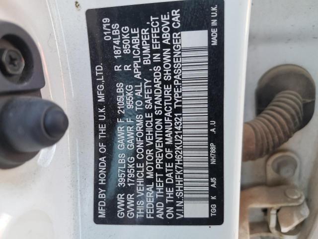 SHHFK7H62KU214321 Honda CIVIC EX