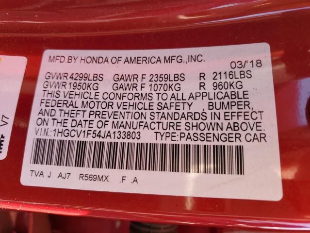 1HGCV1F54JA133803 Honda ACCORD EXL