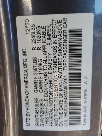 1HGCV3F48MA005104 Honda Accord Hybrid Ex