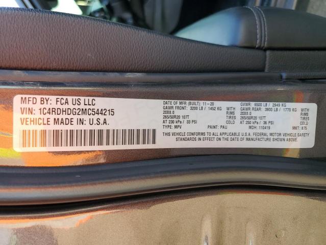 1C4RDHDG2MC544215 Dodge DURANGO GT