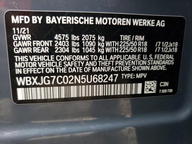 WBXJG7C02N5U68247 BMW X1 Sdrive28i