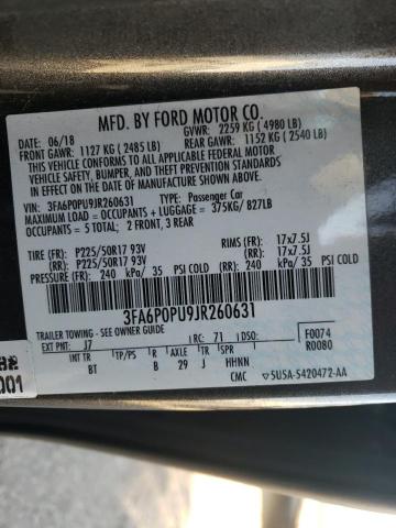 3FA6P0PU9JR260631 Ford Fusion Se Phev