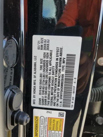 5FNYF5H26MB030499 Honda PILOT SE
