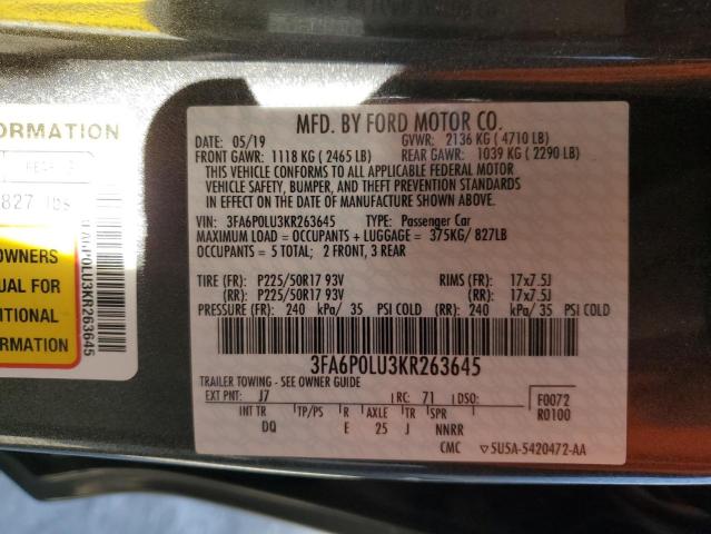 3FA6P0LU3KR263645 Ford FUSION SE