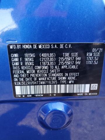 3CZRU5H73MM716365 Honda Hr-v Exl