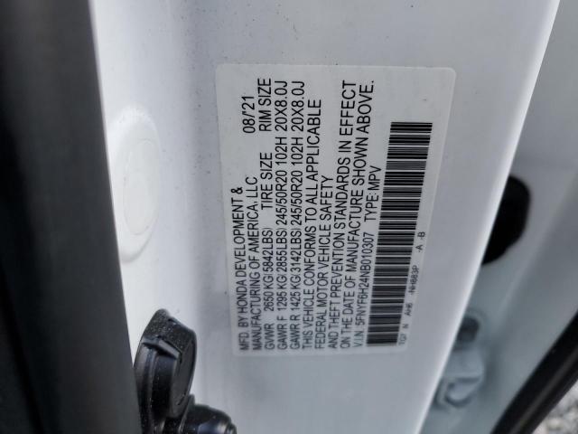 5FNYF6H24NB010307 Honda PILOT SE