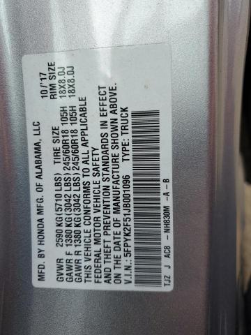 5FPYK2F51JB001096 Honda Ridgeline Rtl