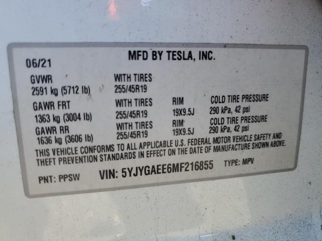 5YJYGAEE6MF216855 Tesla Model Y