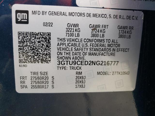 3GTU9CED2NG216777 GMC Sierra Limited K1500 Elevation