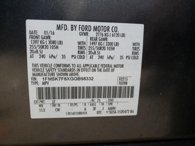 1FM5K7F8XGGB98332 Ford Explorer Limited