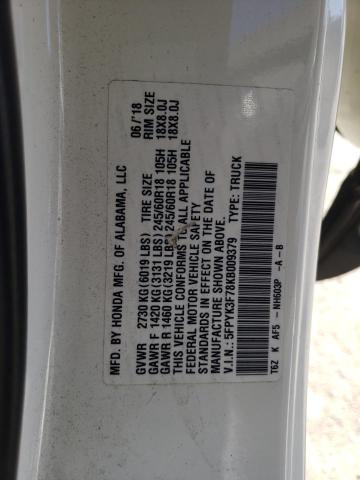 5FPYK3F78KB009379 Honda Ridgeline Rtl