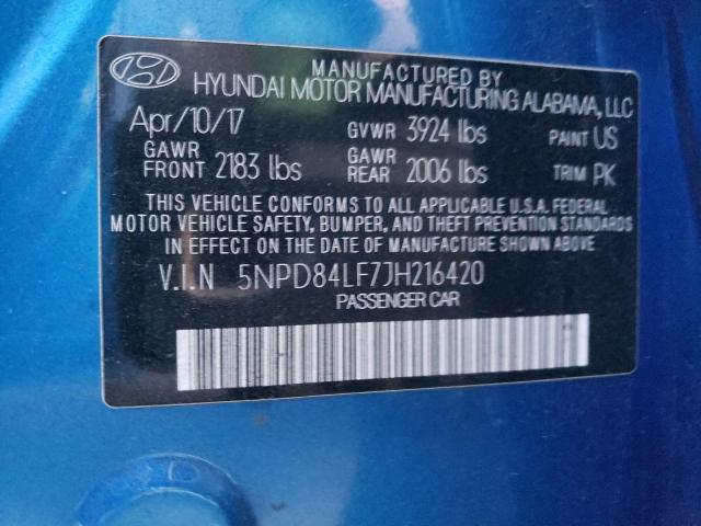 5NPD84LF7JH216420 Hyundai ELANTRA SEL