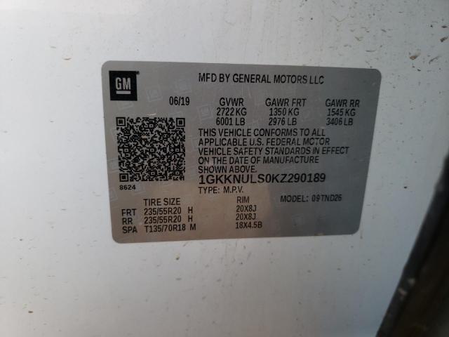 1GKKNULS0KZ290189 GMC Acadia Slt-1