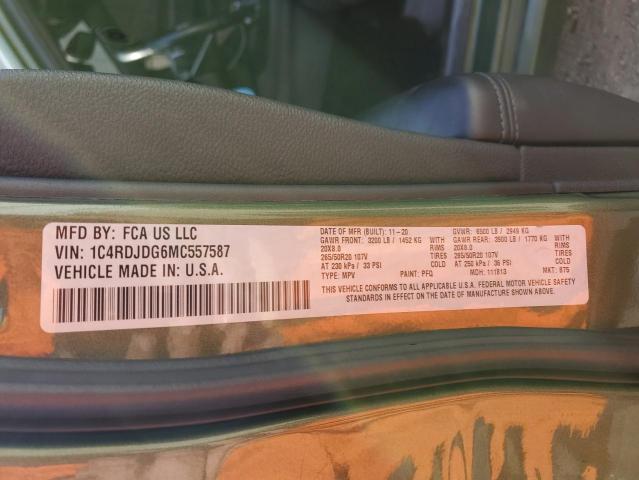 1C4RDJDG6MC557587 Dodge DURANGO GT