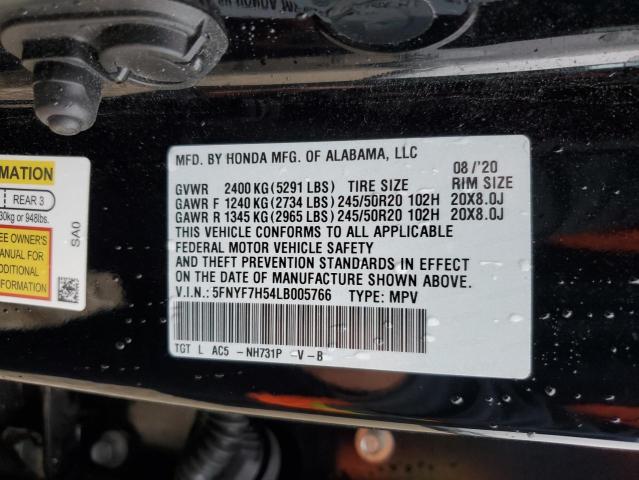 5FNYF7H54LB005766 Honda Passport Exl
