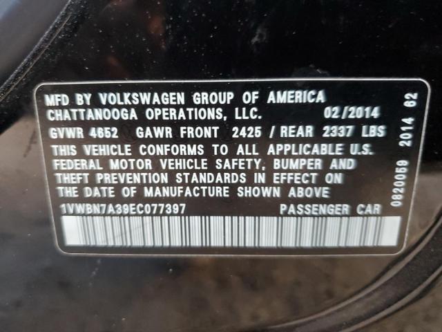 1VWBN7A39EC077397 Volkswagen PASSAT SE