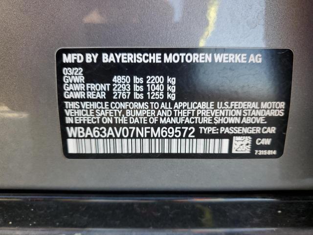 WBA63AV07NFM69572 BMW 430i Gran Coupe