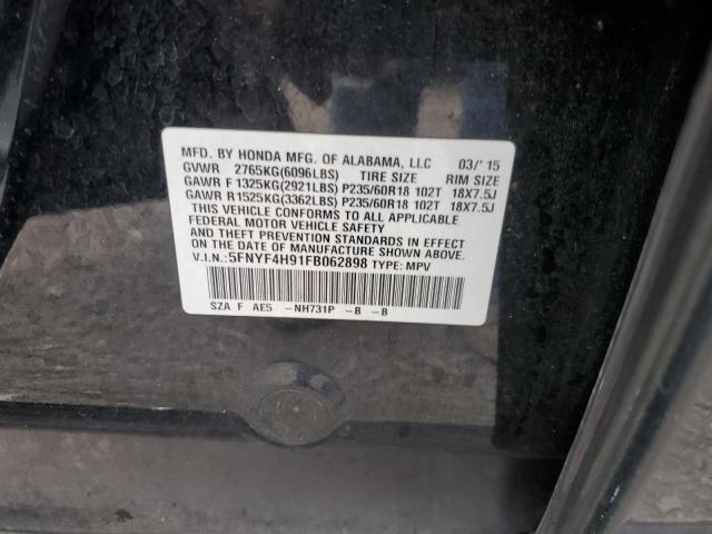 5FNYF4H91FB062898 Honda Pilot Touring