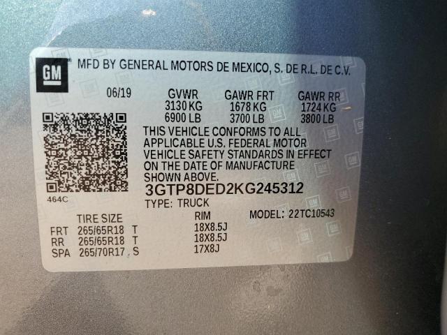 3GTP8DED2KG245312 GMC Sierra C1500 Slt