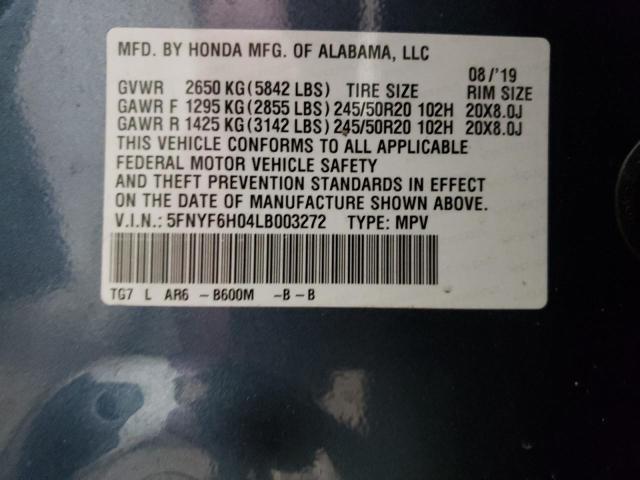5FNYF6H04LB003272 Honda Pilot Elite