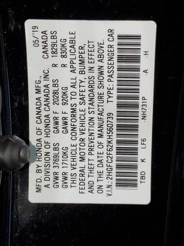 2HGFC2F62KH560739 Honda Civic Lx