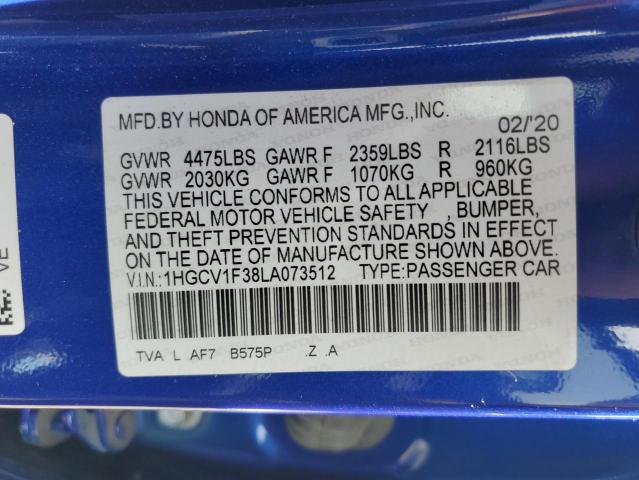 1HGCV1F38LA073512 Honda Accord Sport