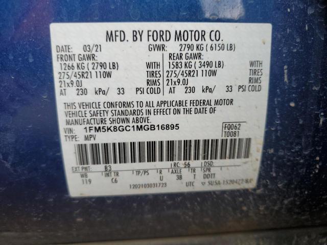 1FM5K8GC1MGB16895 Ford Explorer St