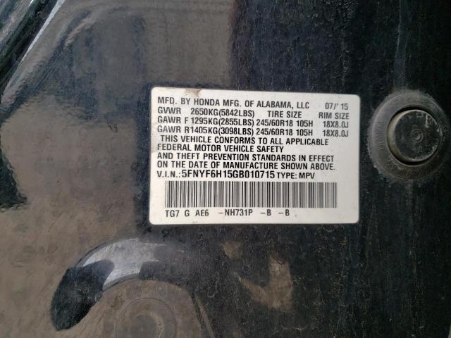 5FNYF6H15GB010715 Honda PILOT LX