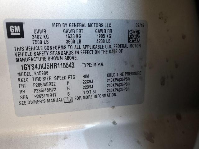 1GYS4JKJ5HR115543 Cadillac Escalade Esv Premium Luxury