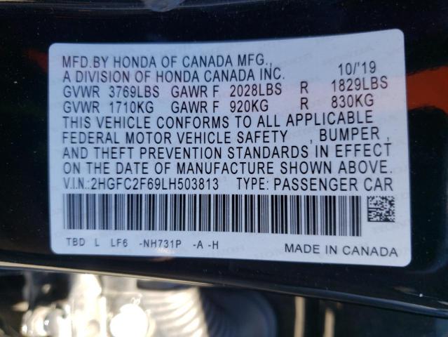 2HGFC2F69LH503813 Honda Civic Lx