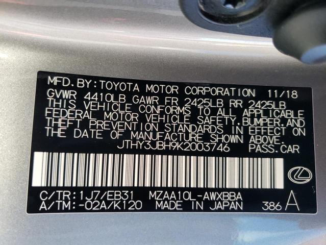 JTHY3JBH9K2003746 Lexus UX 200
