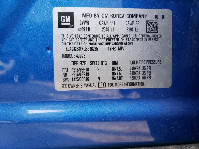 KL4CJ2SMXGB638285 Buick Encore Sport Touring