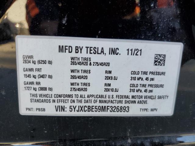 5YJXCBE59MF326893 Tesla MODEL X