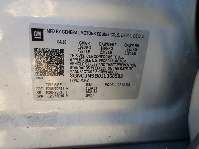 3GNCJNSB0JL368583 Chevrolet TRAX LS
