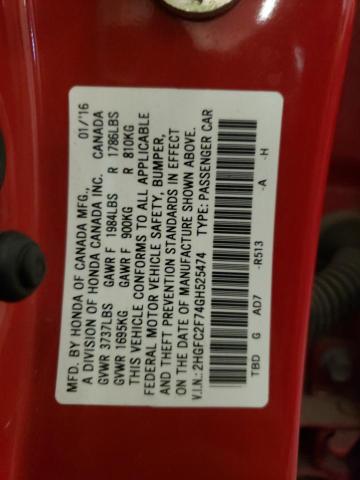 2HGFC2F74GH525474 Honda CIVIC EX