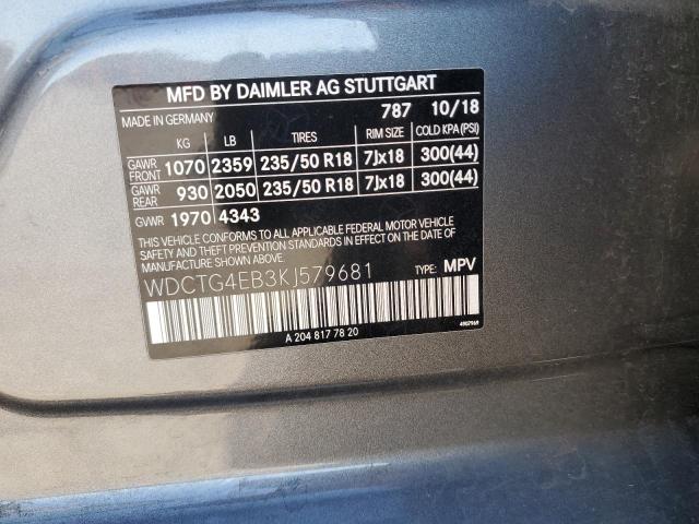 WDCTG4EB3KJ579681 Mercedes-Benz GLA 250