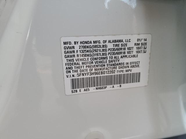 5FNYF3H96EB012202 Honda Pilot Touring