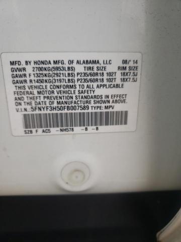5FNYF3H50FB007589 Honda PILOT EXL