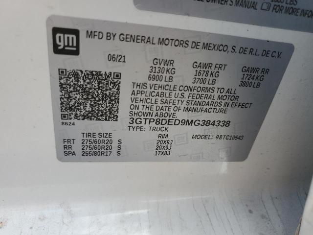 3GTP8DED9MG384338 GMC Sierra C1500 Slt