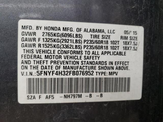 5FNYF4H32FB076952 Honda PILOT SE