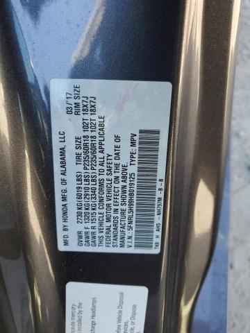 5FNRL5H99HB019125 Honda Odyssey Touring
