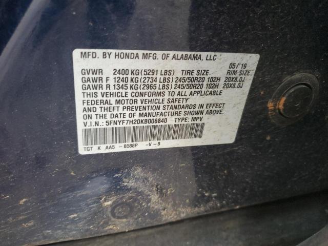 5FNYF7H20KB006840 Honda Passport Sport