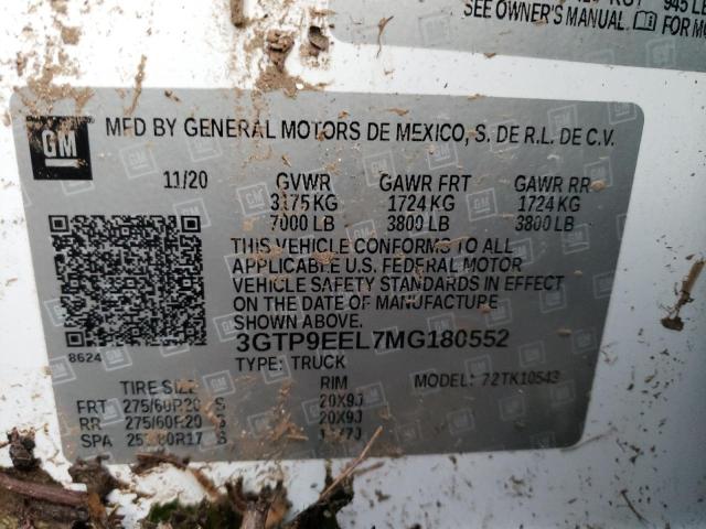 3GTP9EEL7MG180552 GMC Sierra K1500 At4